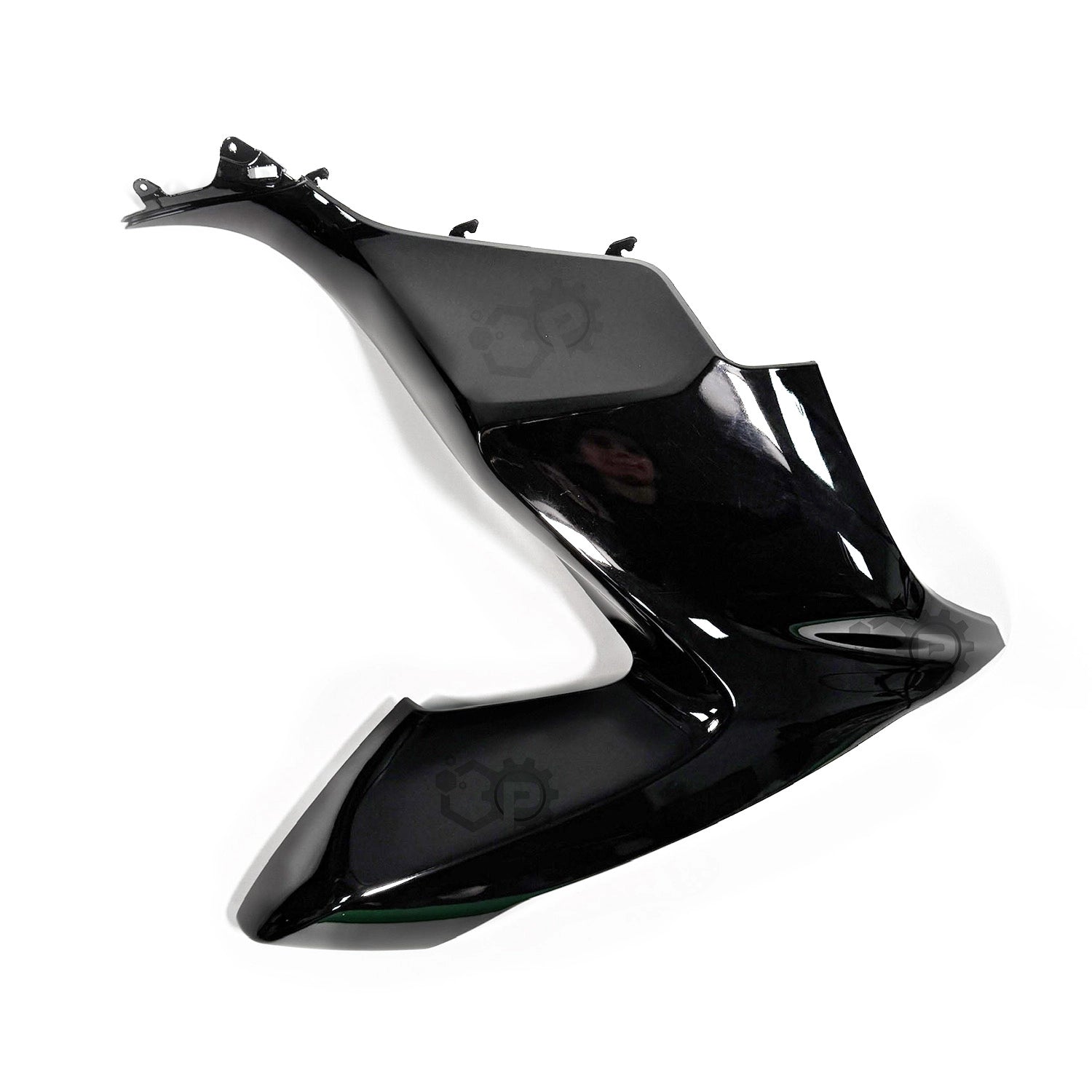 Black motorcycle fairing on a white background