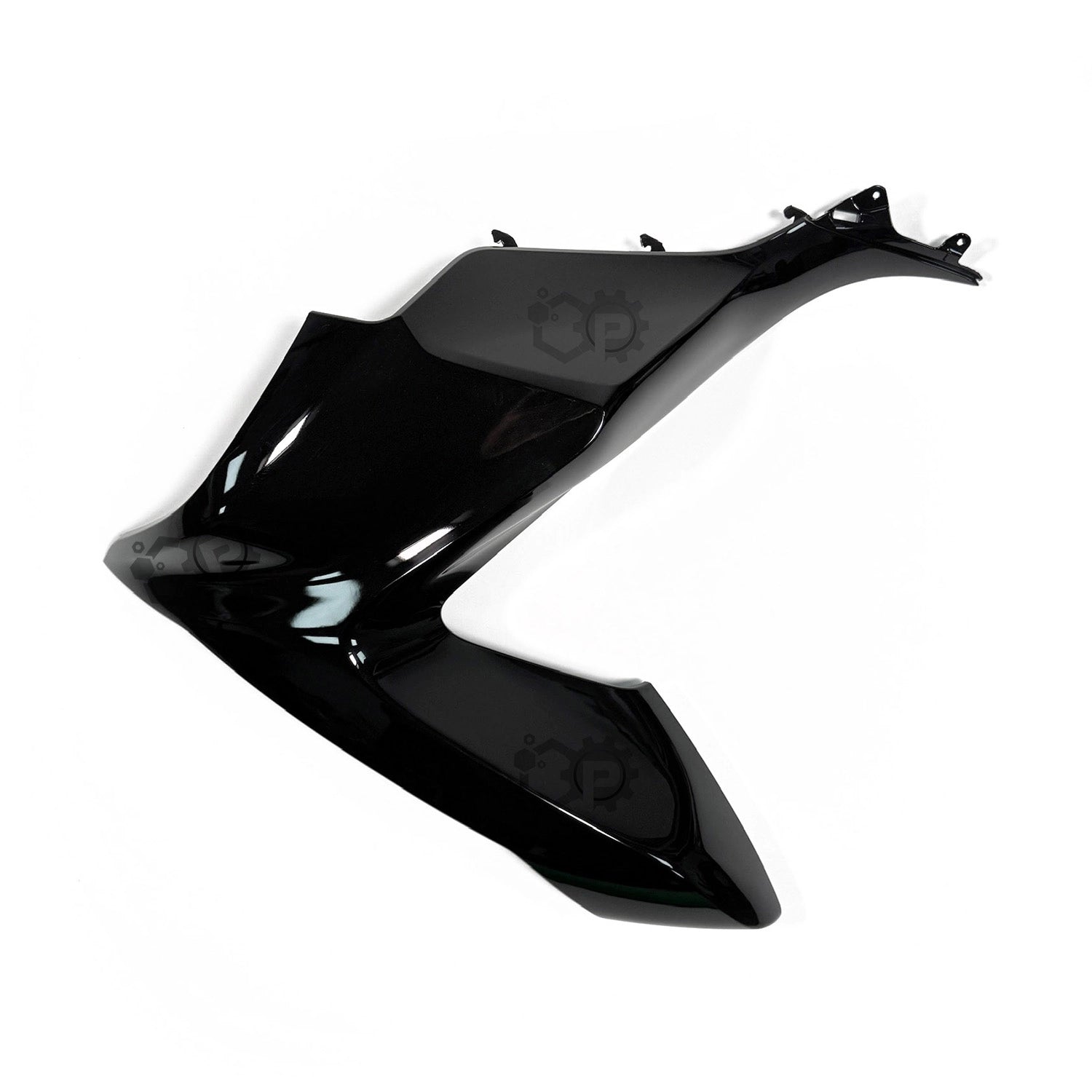 Black motorcycle fairing on a white background