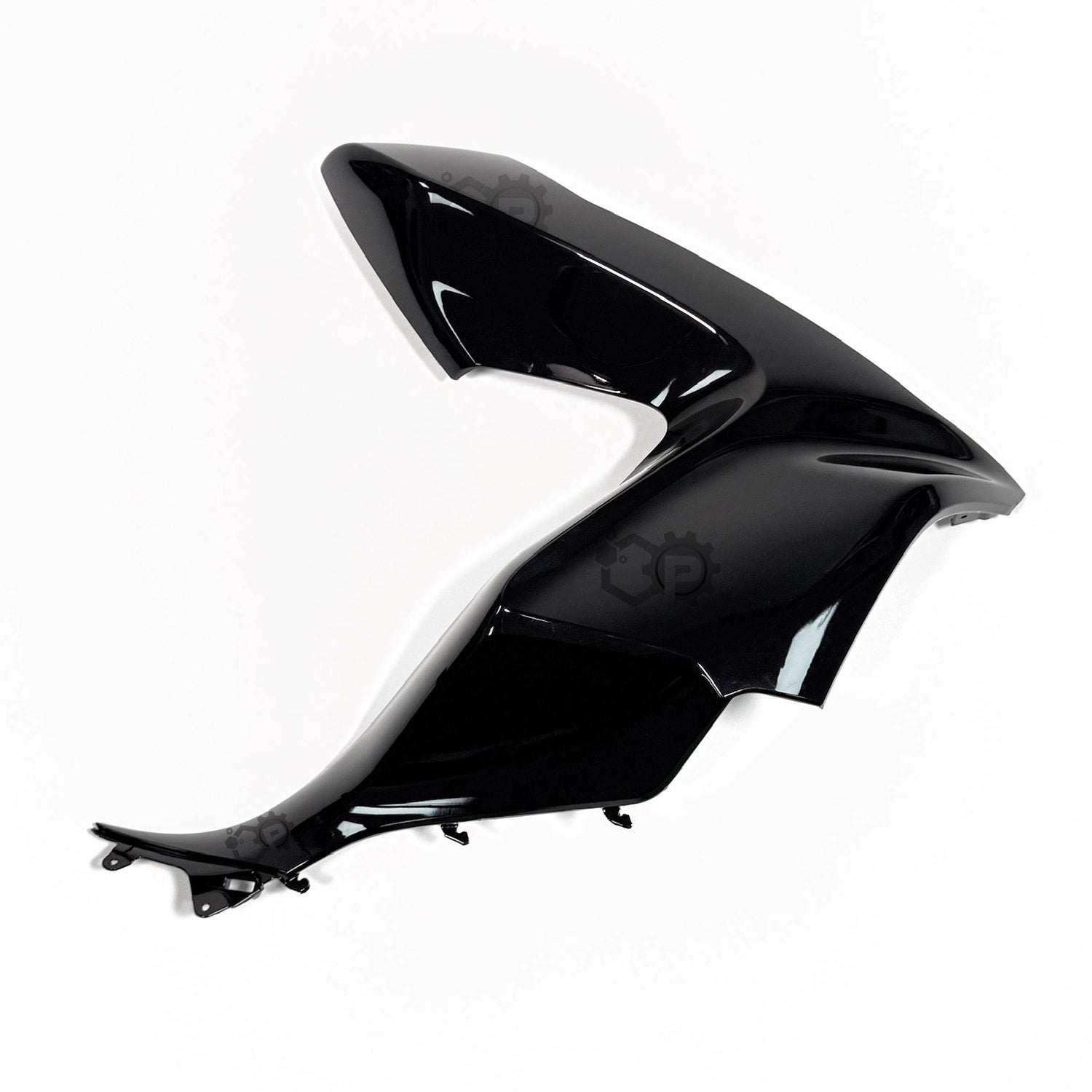 Black motorcycle fairing on a white background