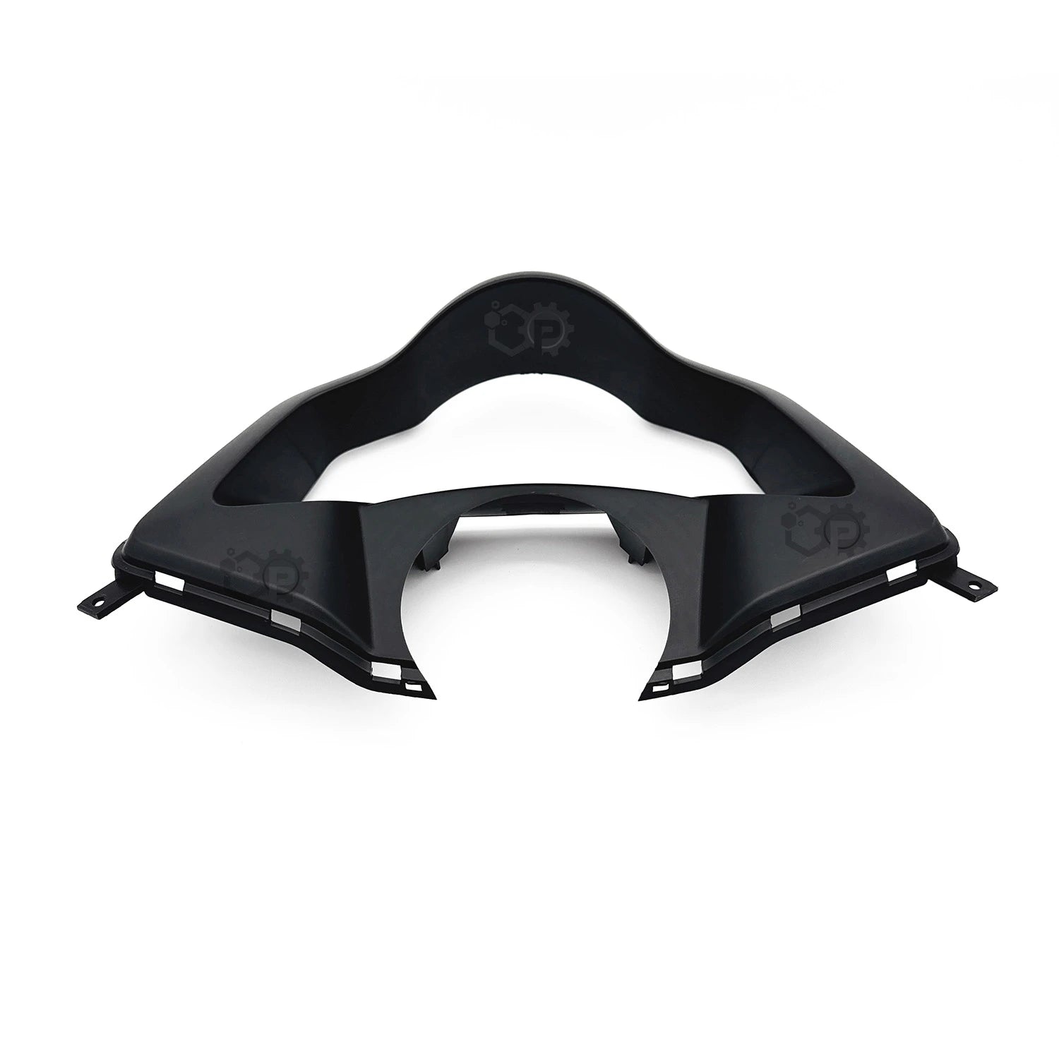Black plastic car grille on a white background