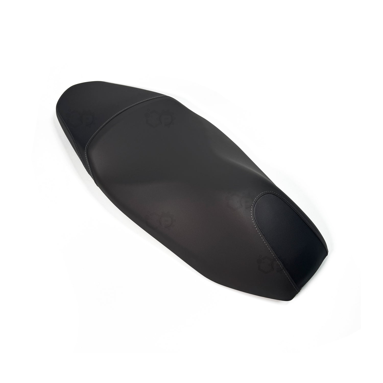 Black motorcycle seat on a white background