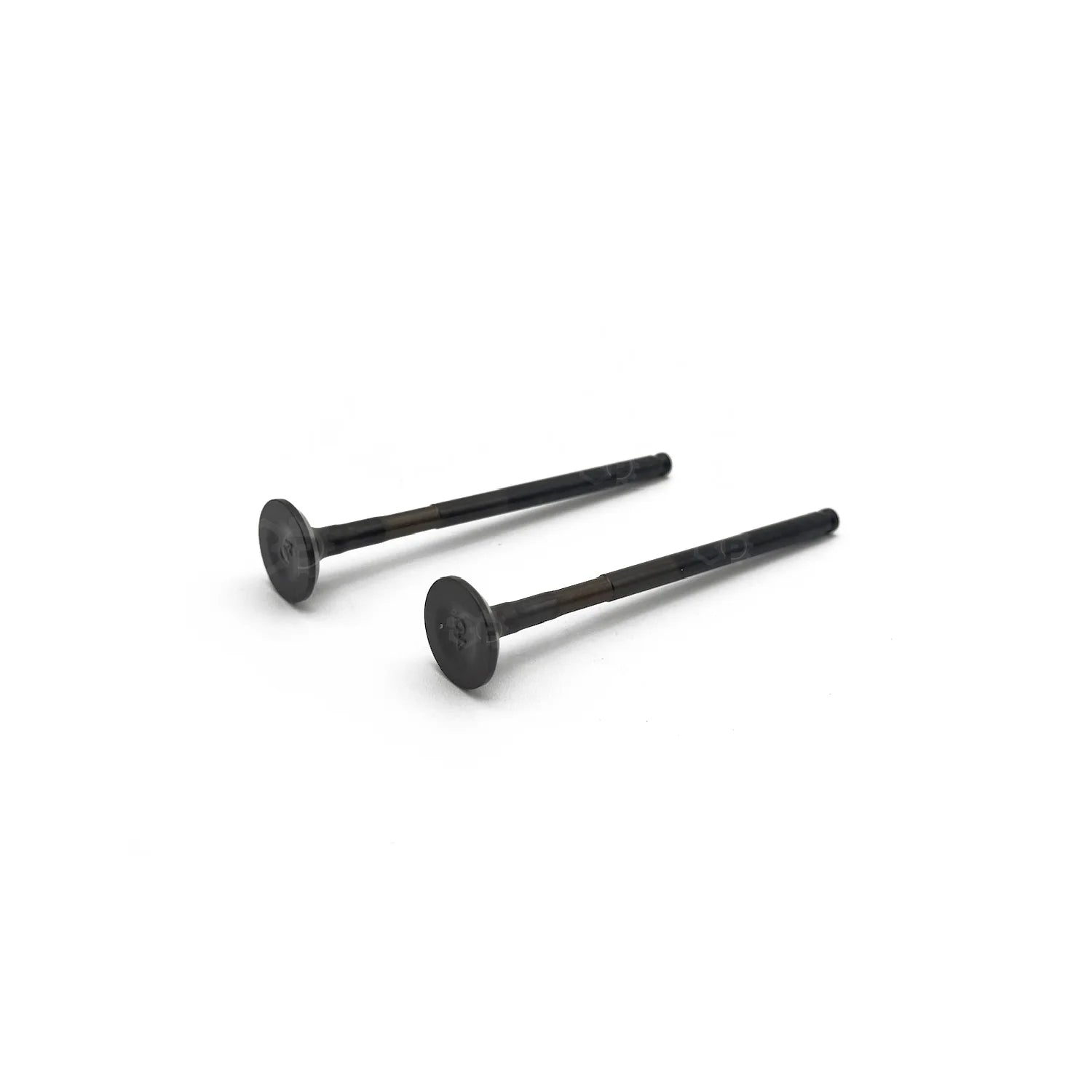 Two black exhaust valves on a white background