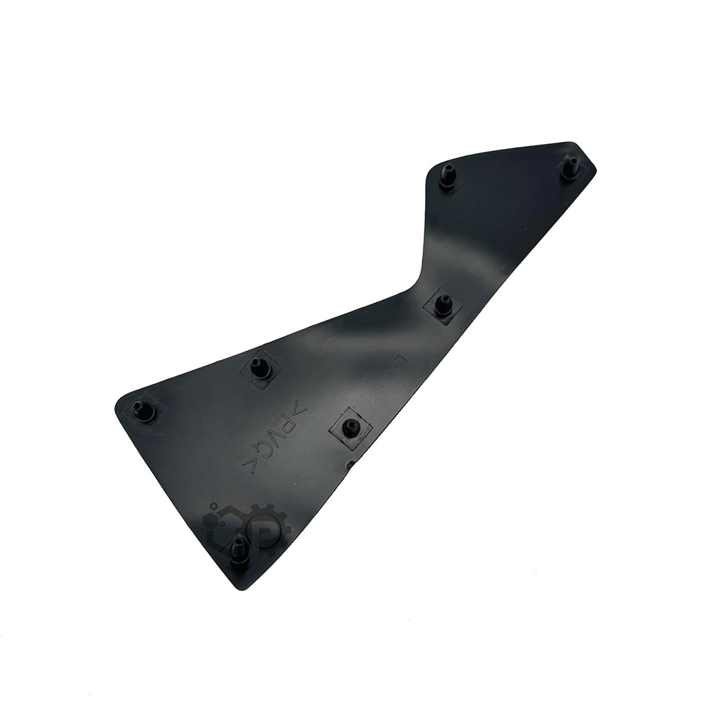 Black metal bracket with screws on a white background