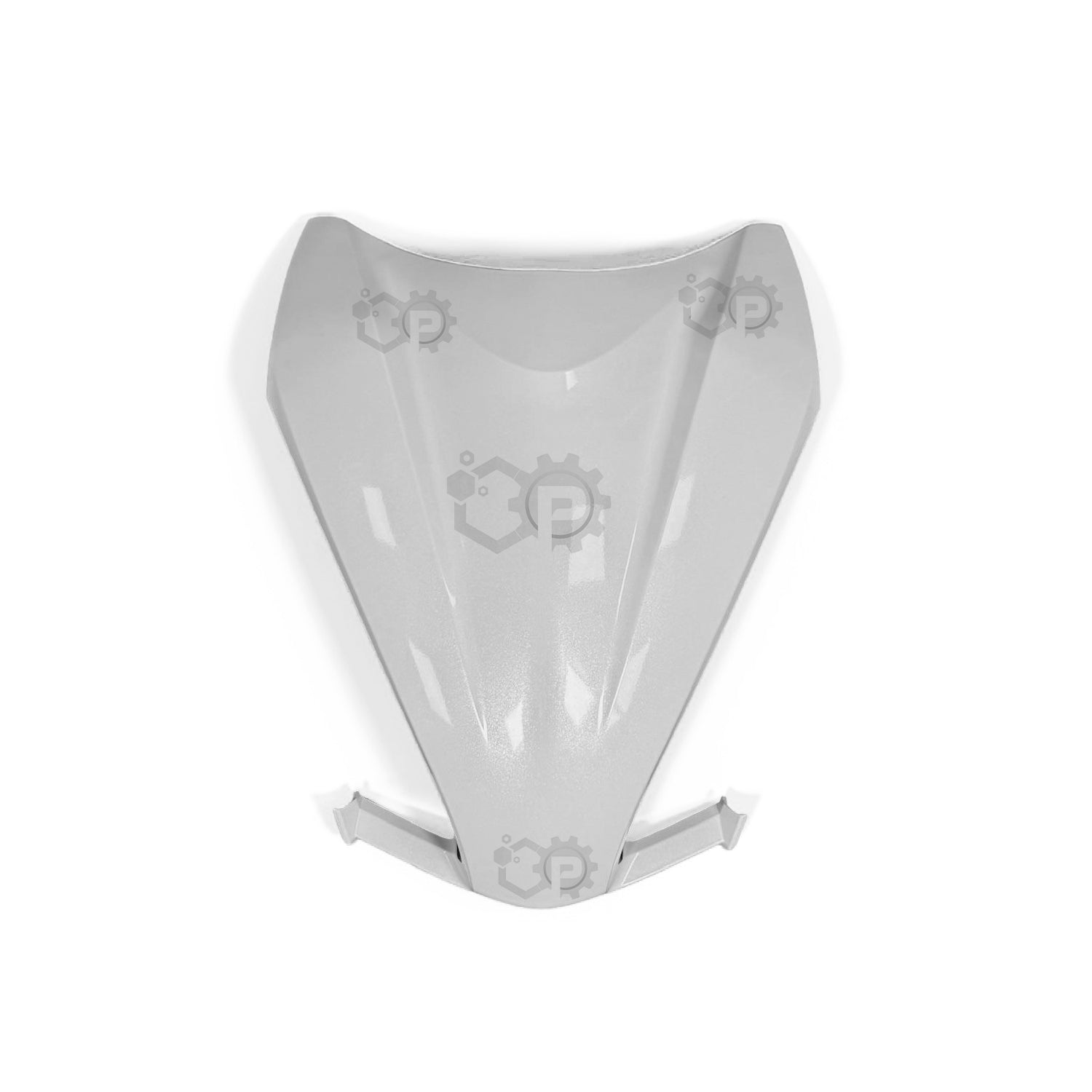 Motorcycle windshield with brand logo on a white background