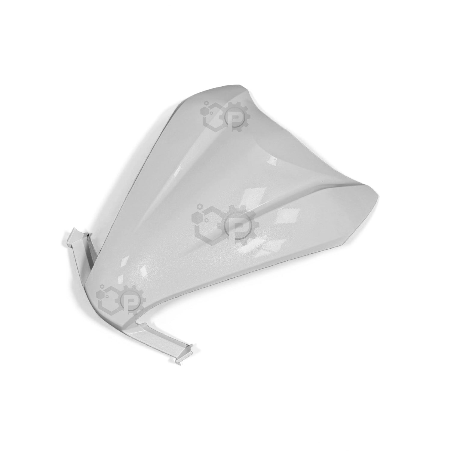 Clear plastic cone-shaped object on a white background