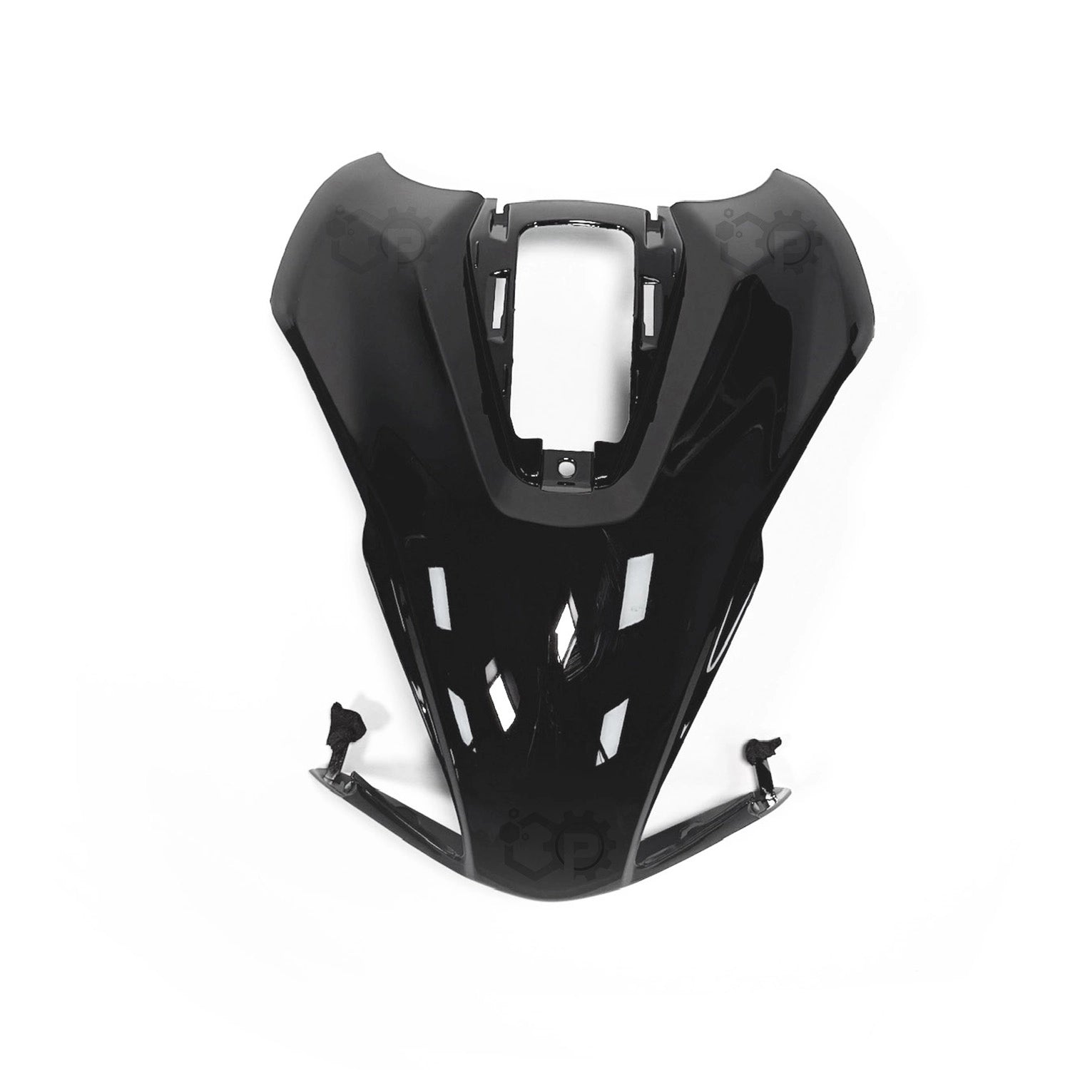 Black motorcycle fairing on a white background