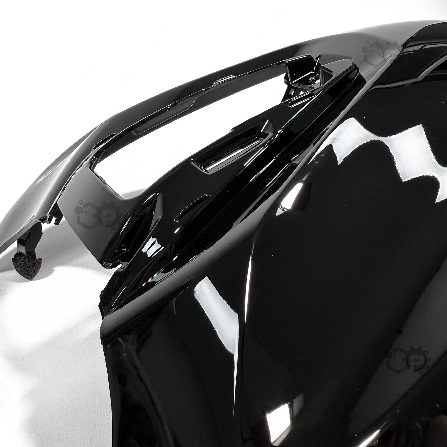 Black car spoiler on a white background