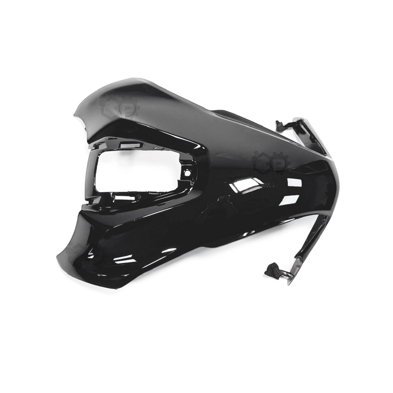 Black motorcycle fender on a white background