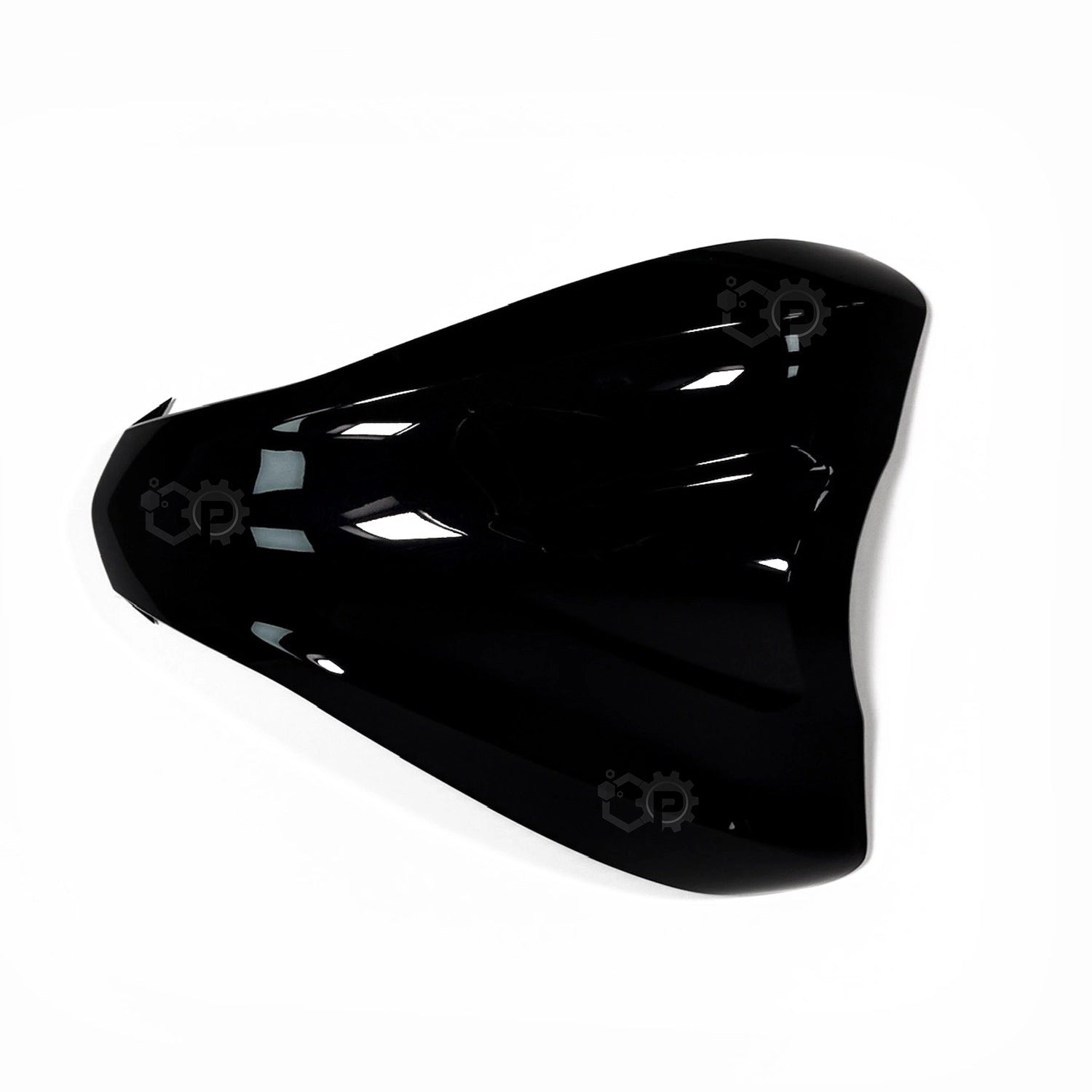Black motorcycle seat on a white background
