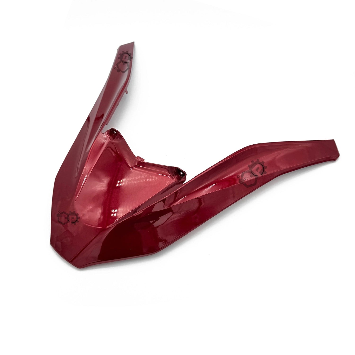 Red motorcycle fender on a white background