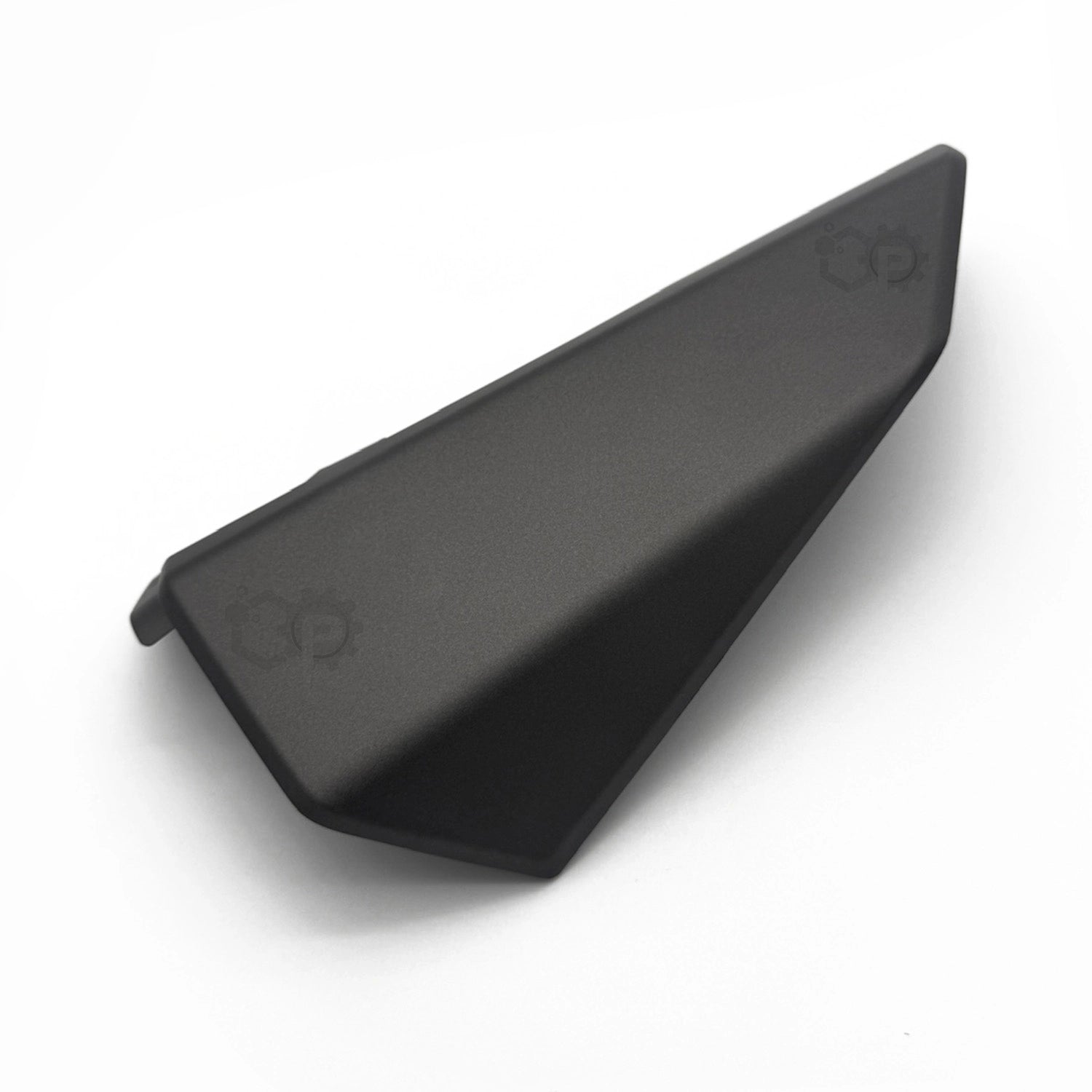 Black wedge-shaped object on a white background