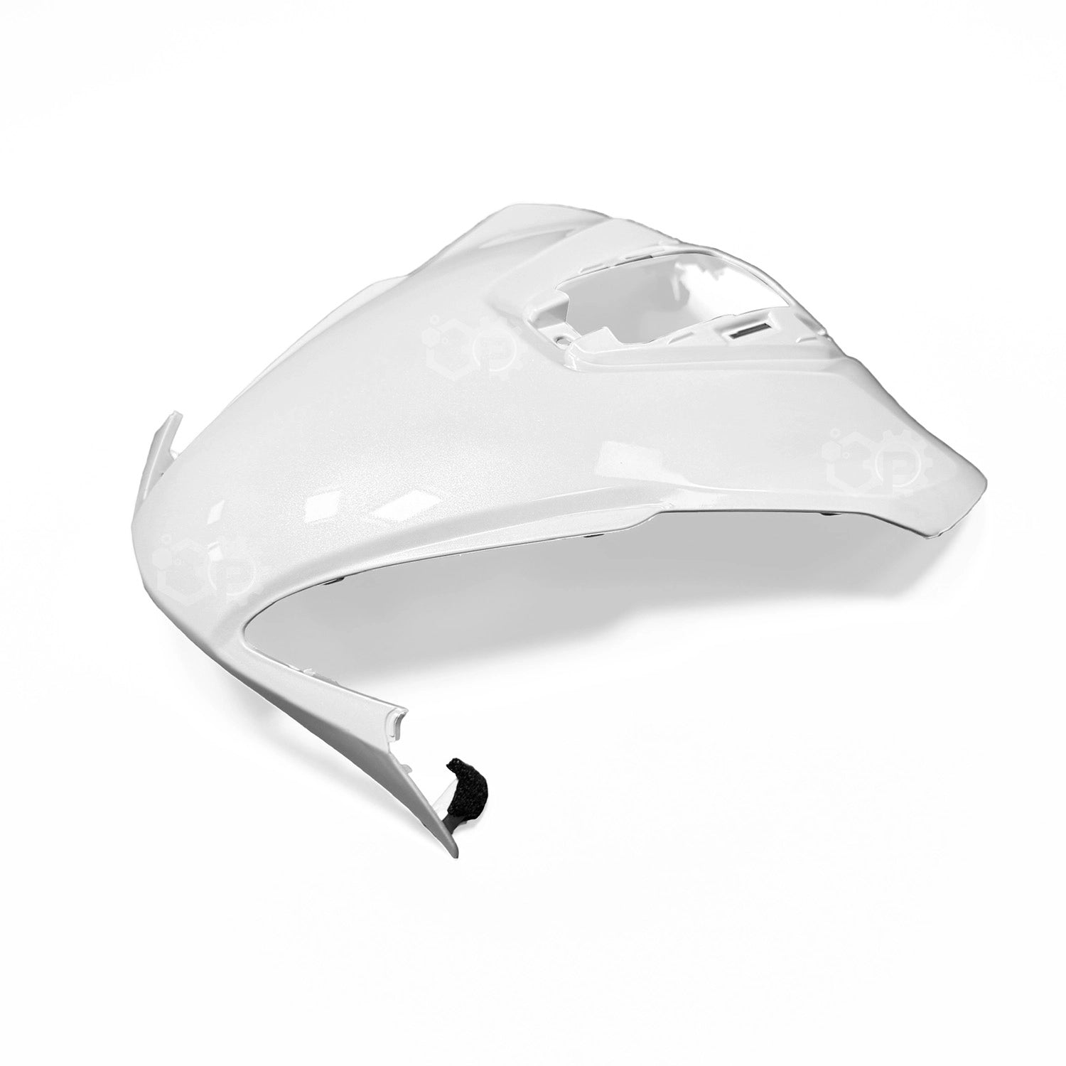 Chrome motorcycle fairing on a white background