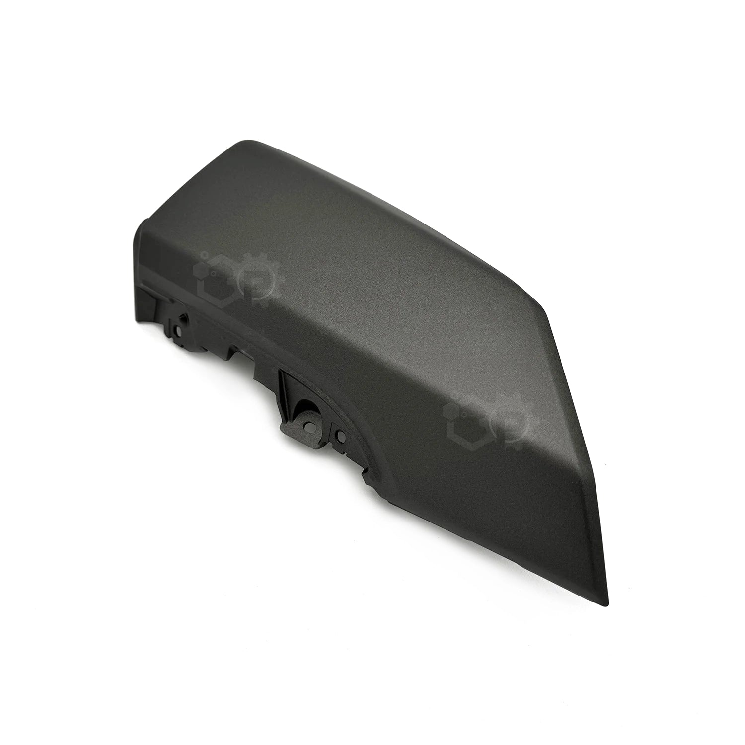 Black motorbike side panel on a white background