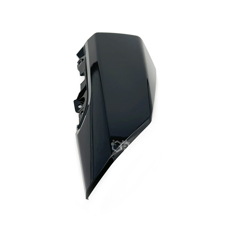 Black car side mirror cover on a white background