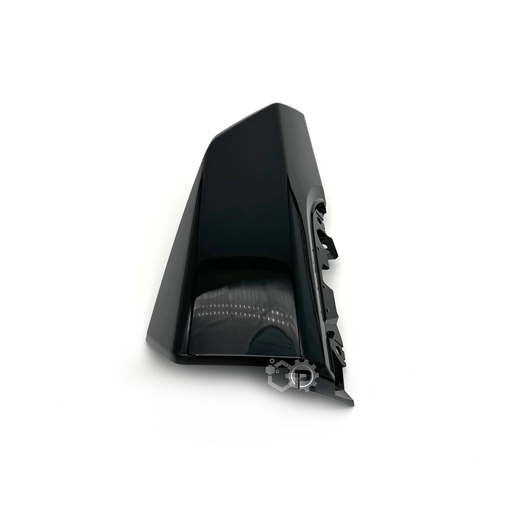Black motorbike interior component on a white background