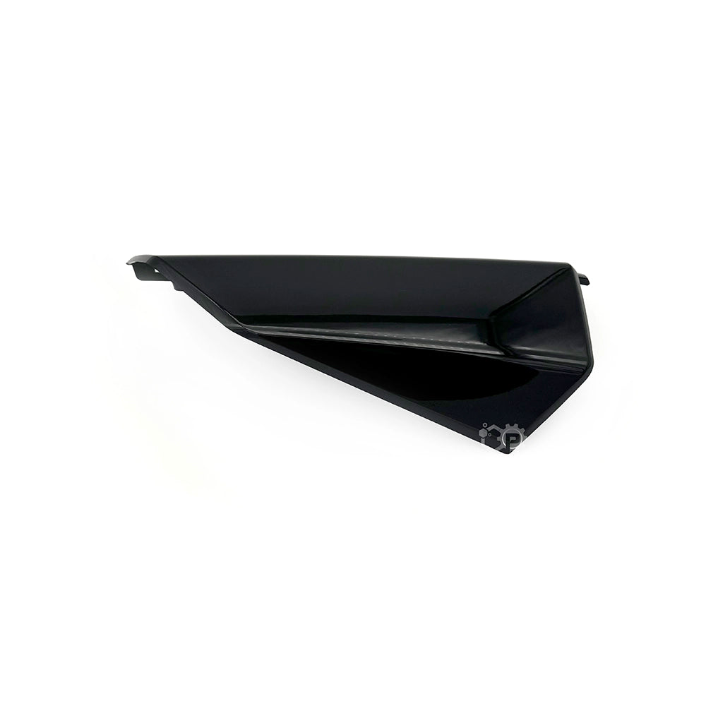 Black plastic component on a white background