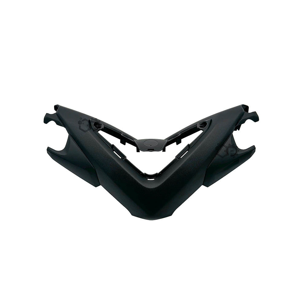 Black plastic handle bar cover on a white background
