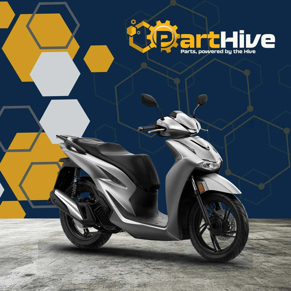 Premium Honda SH125i motorcycle parts and spares displayed in the Part Hive London warehouse.