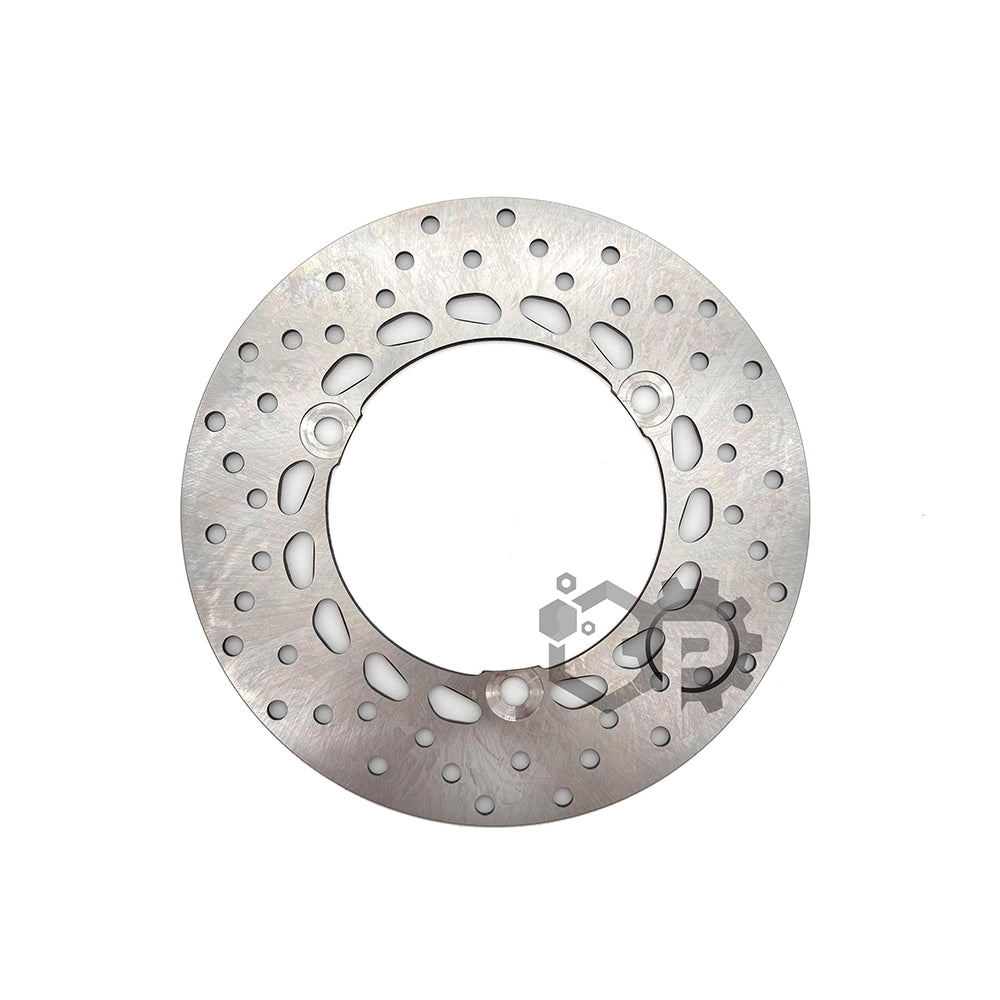 Metallic brake disc on a white background