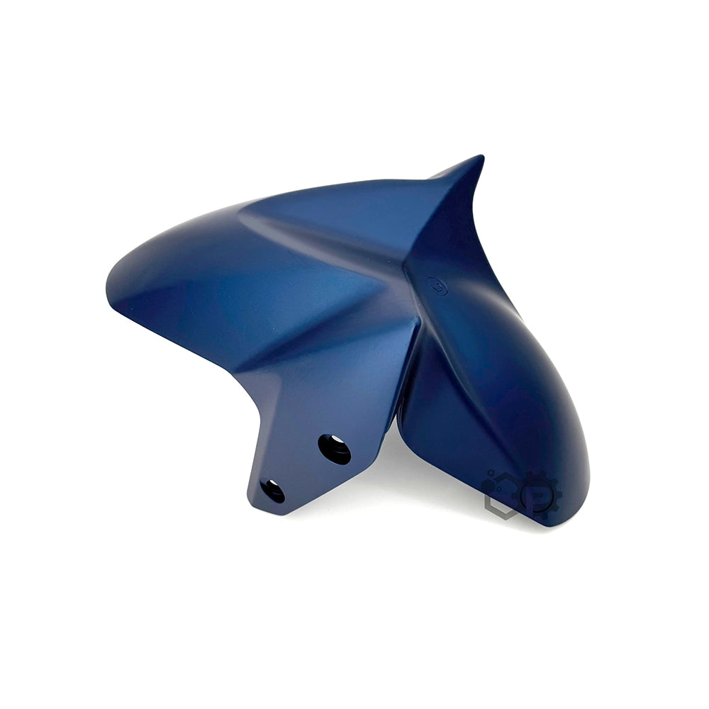 Blue motorcycle fender on a white background