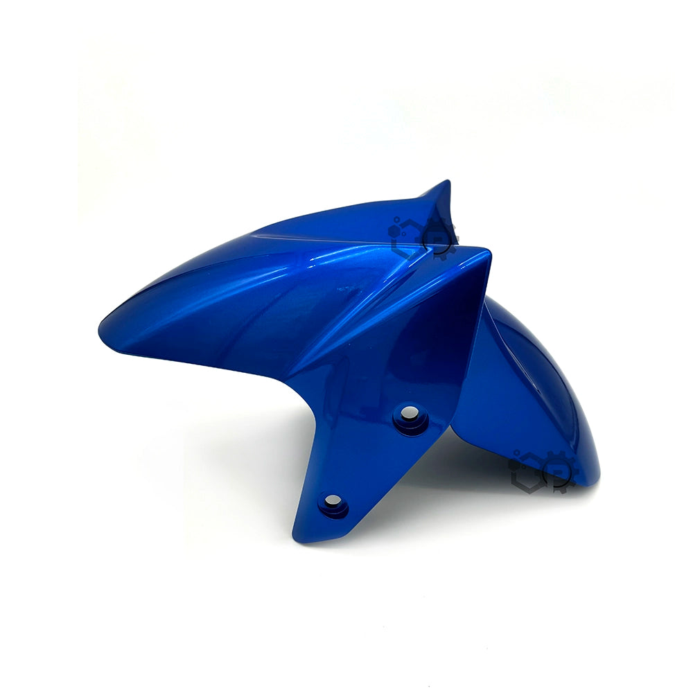 Blue motorcycle fender on a white background