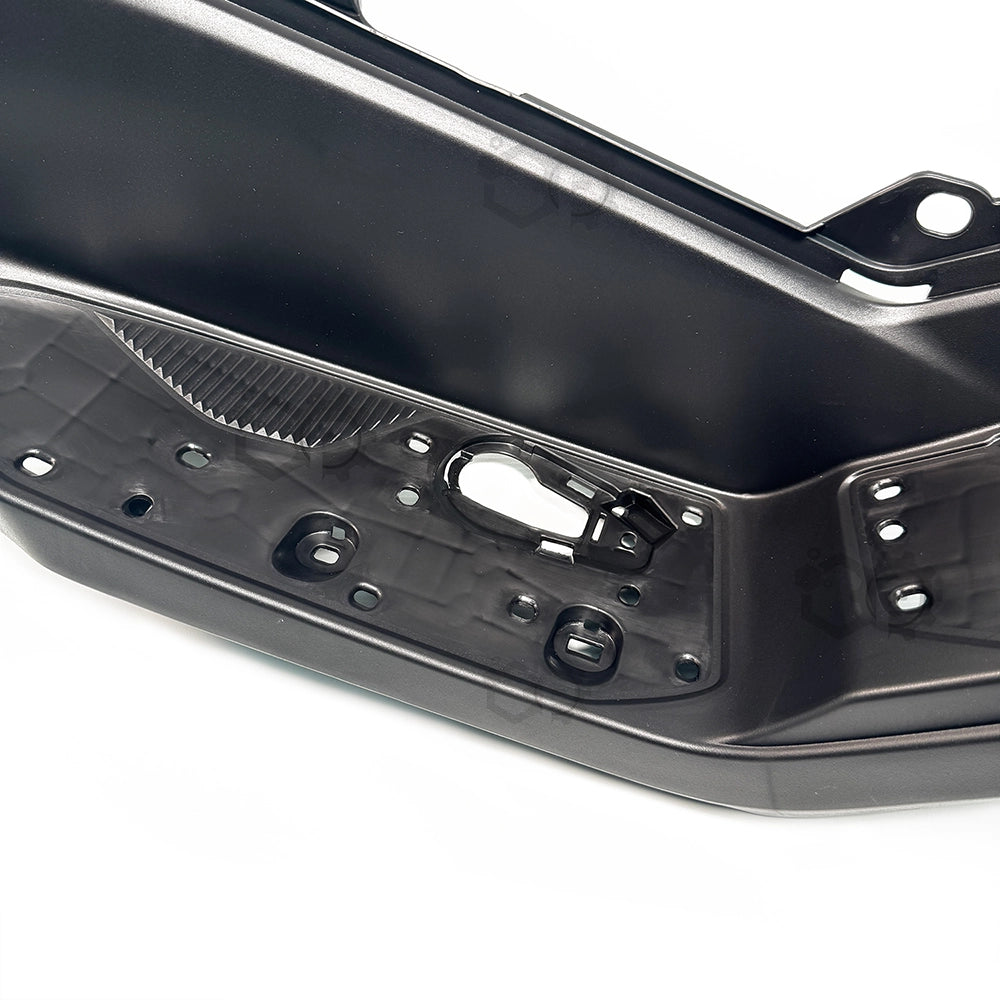 Black metal oil pan on a white background