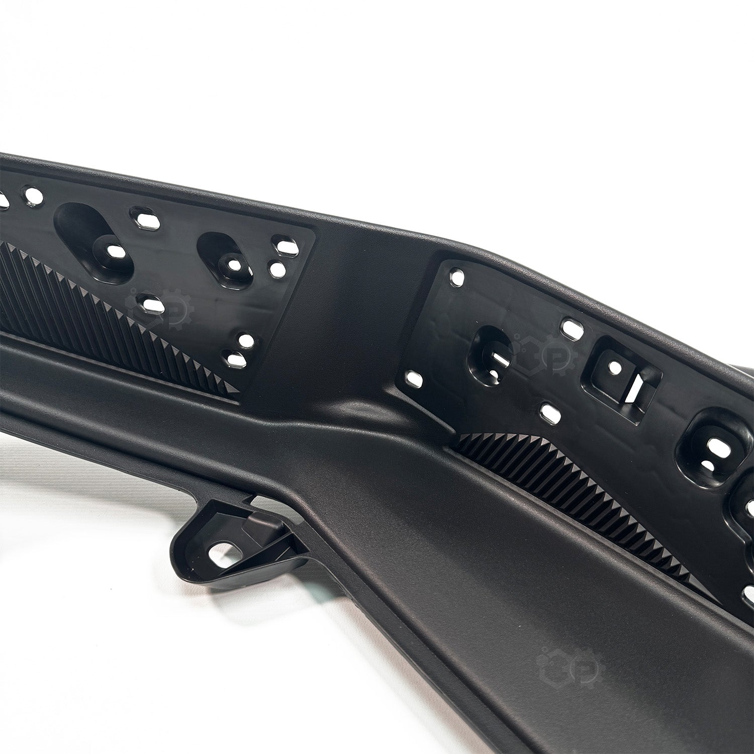 Black metal bracket on a white background