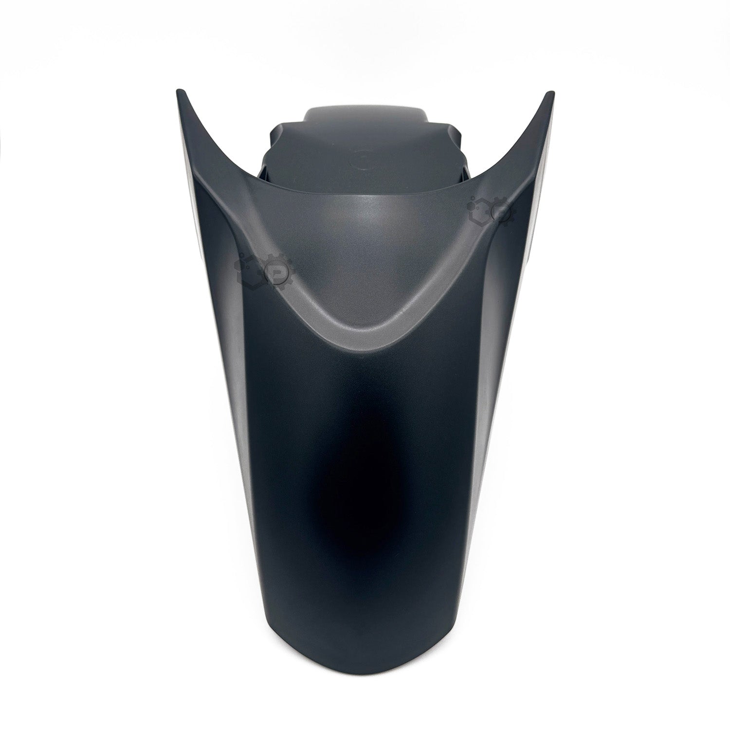 Black motorcycle fairing on a white background