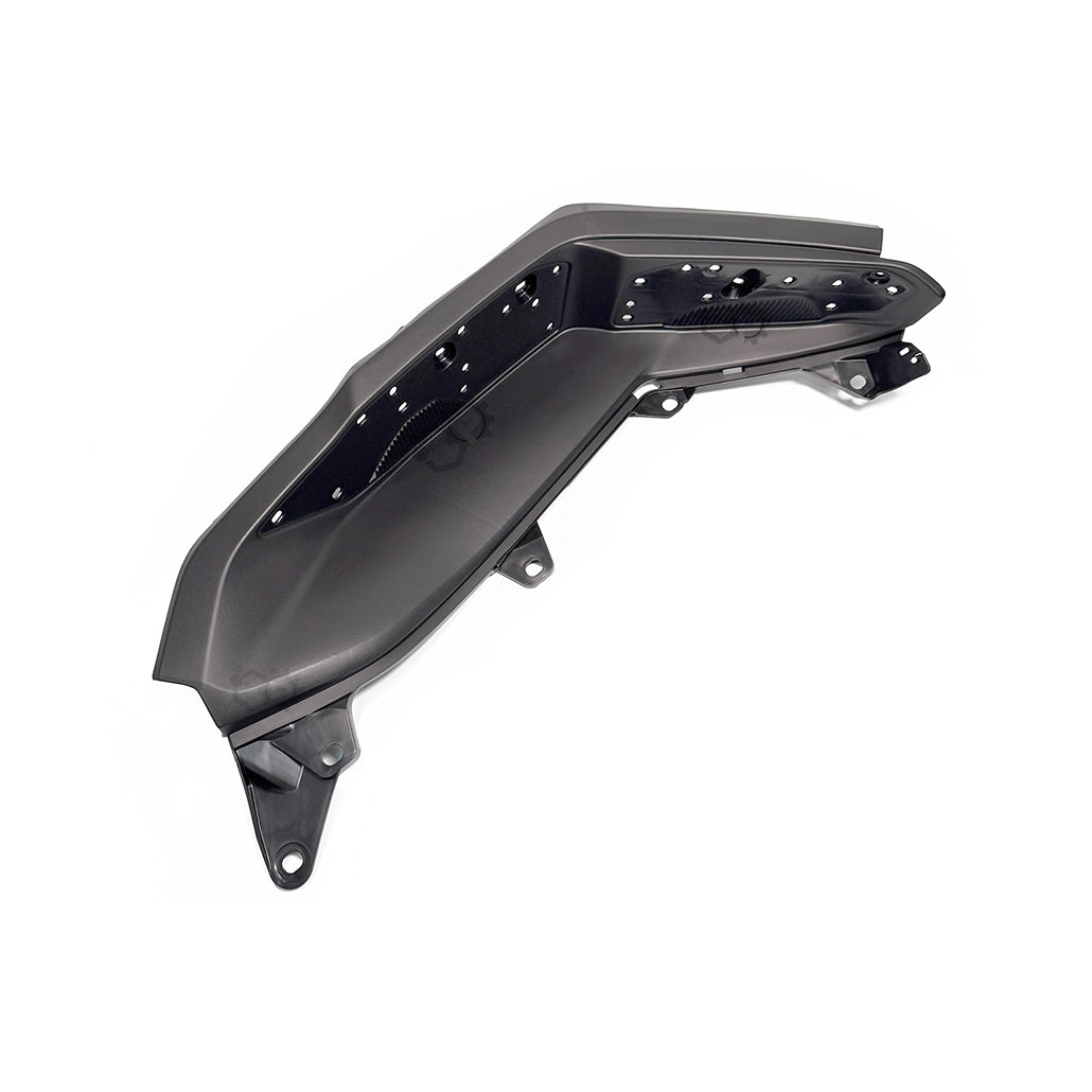 Black motorcycle fender on a white background