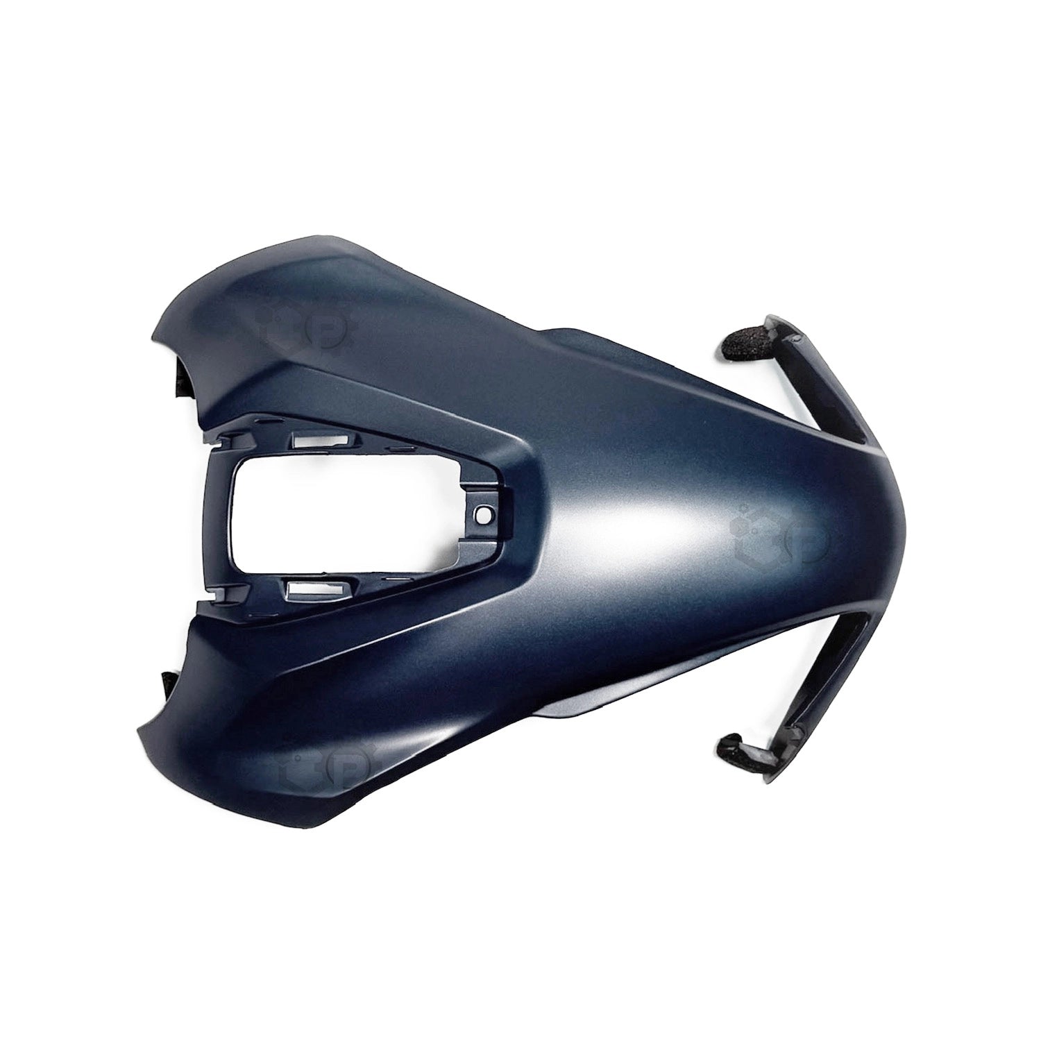 Black motorcycle fairing on a white background