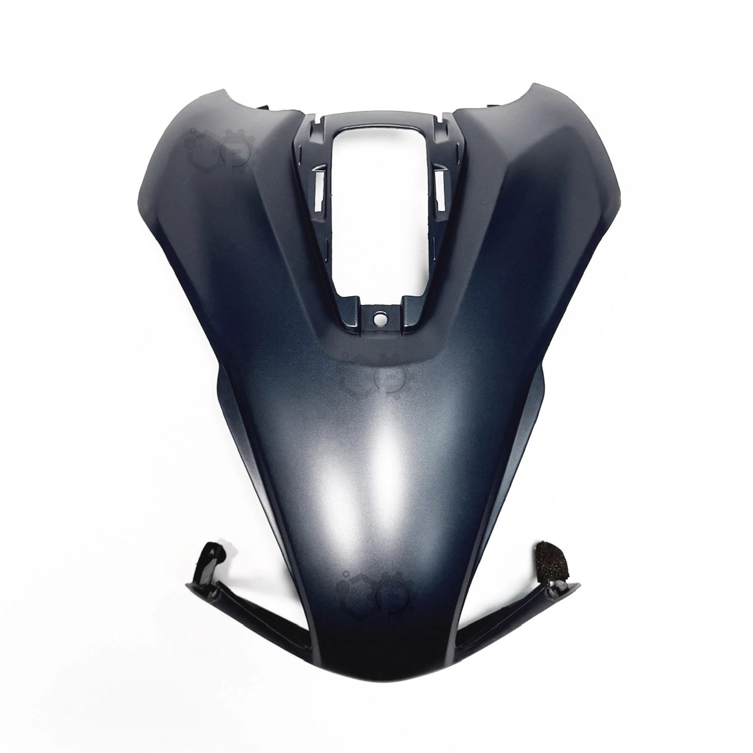Black motorcycle fairing on a white background