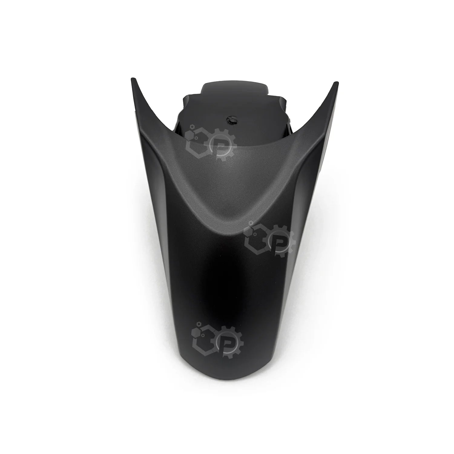 Black motorcycle fairing on a white background