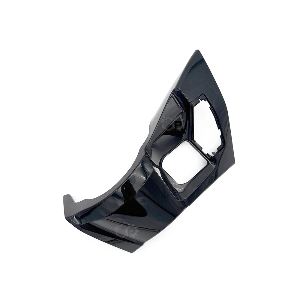 Black plastic car part on a white background