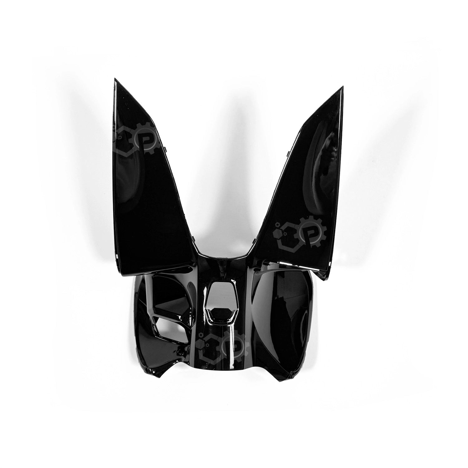 Black motorcycle fairing on a white background