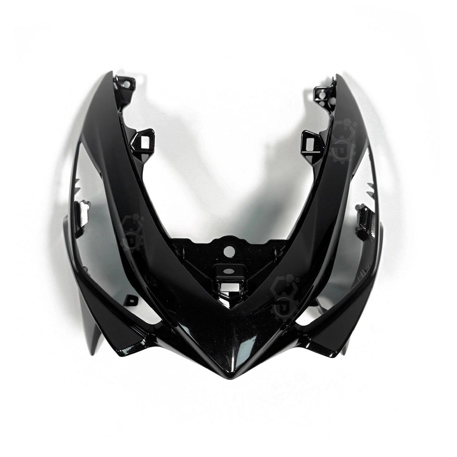 Black motorcycle fairing on a white background