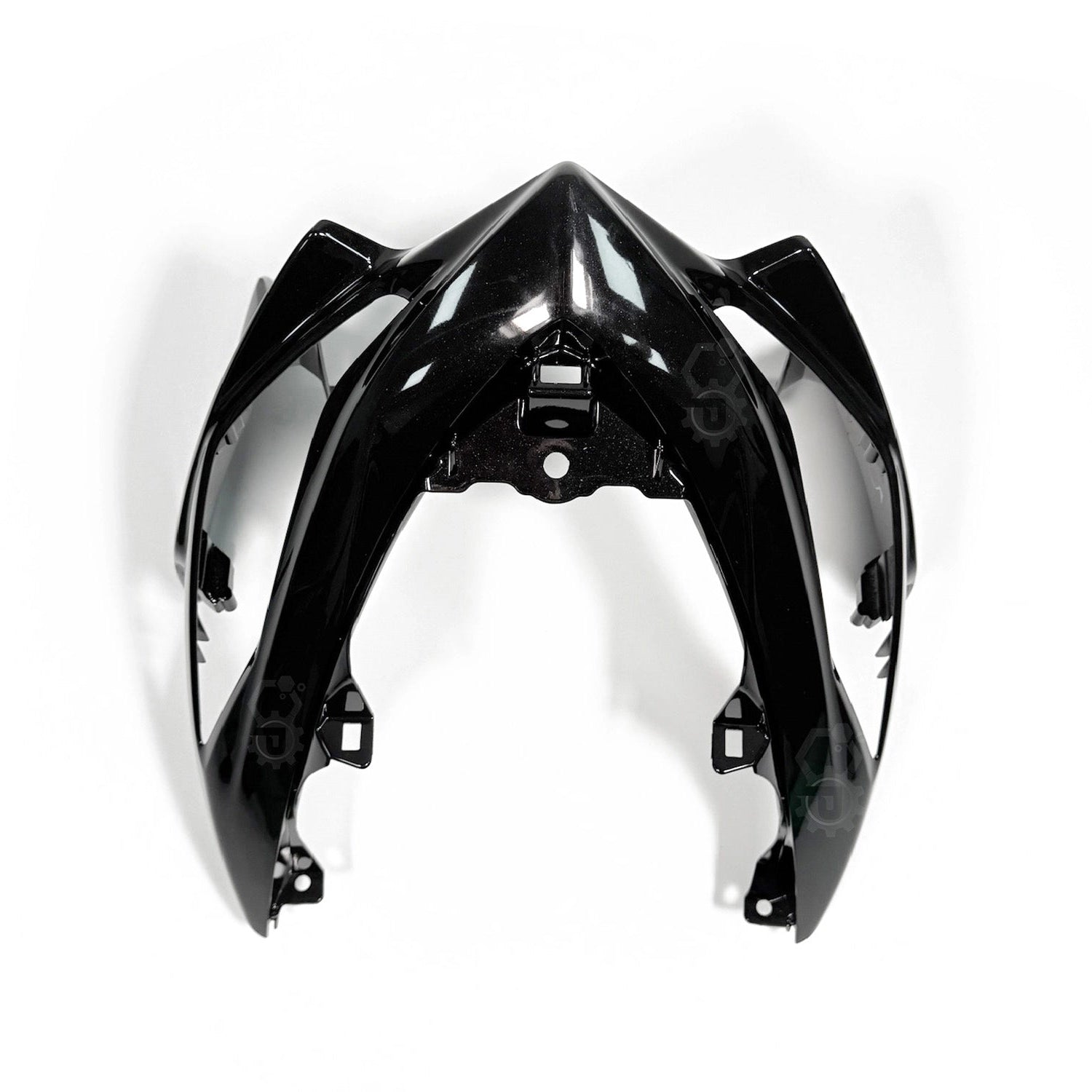 Black motorcycle fender on a white background