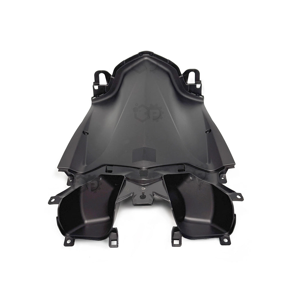Black motorcycle fairing on a white background