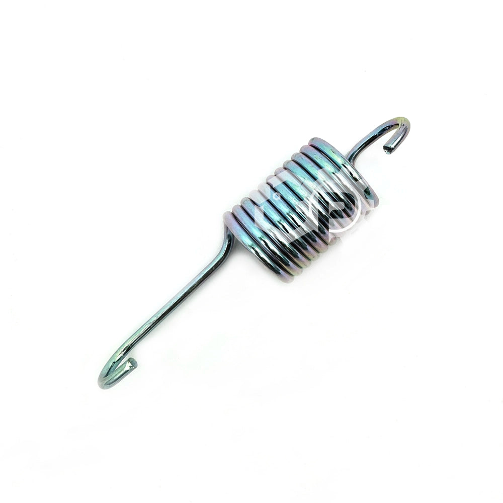 Metal spring with a hook on a white background