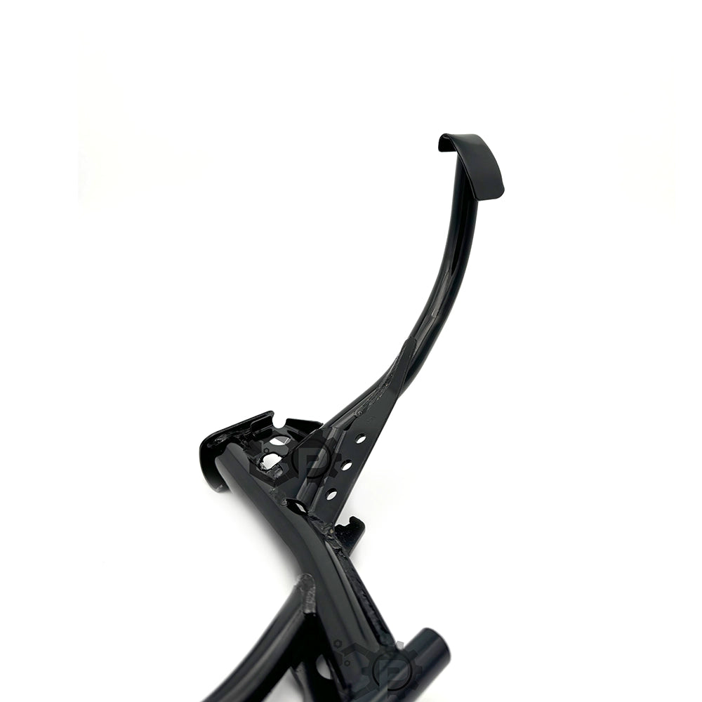 Black metal lever on a white background