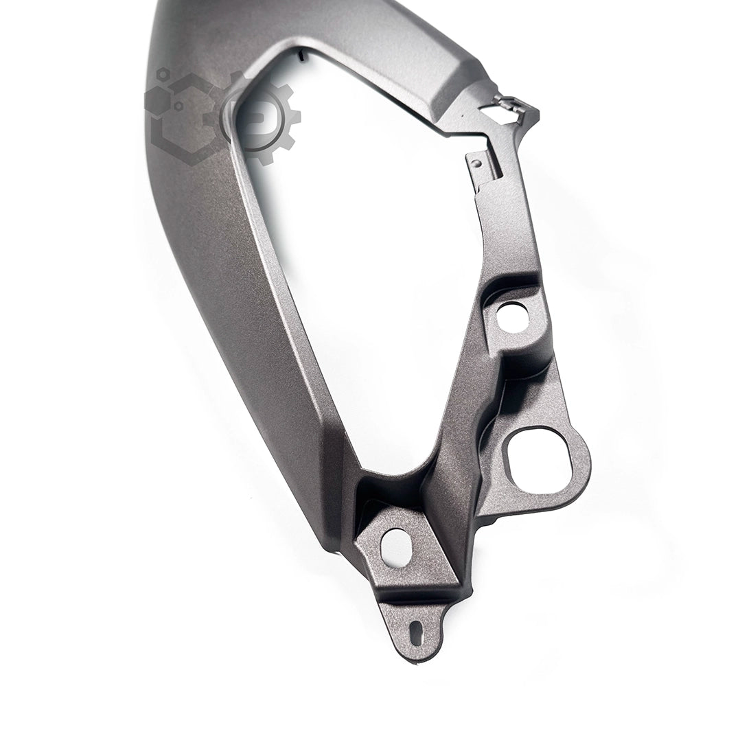 Metallic carabiner on a white background