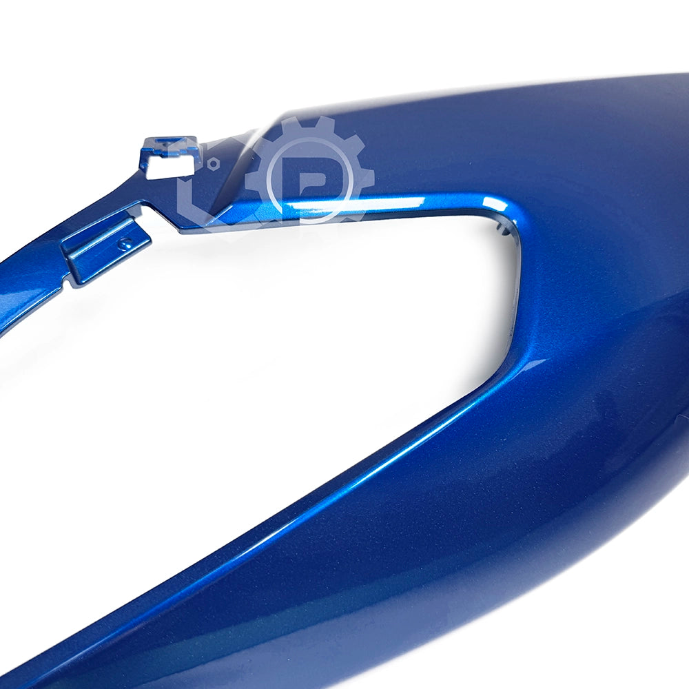 Blue motorcycle fender on a white background