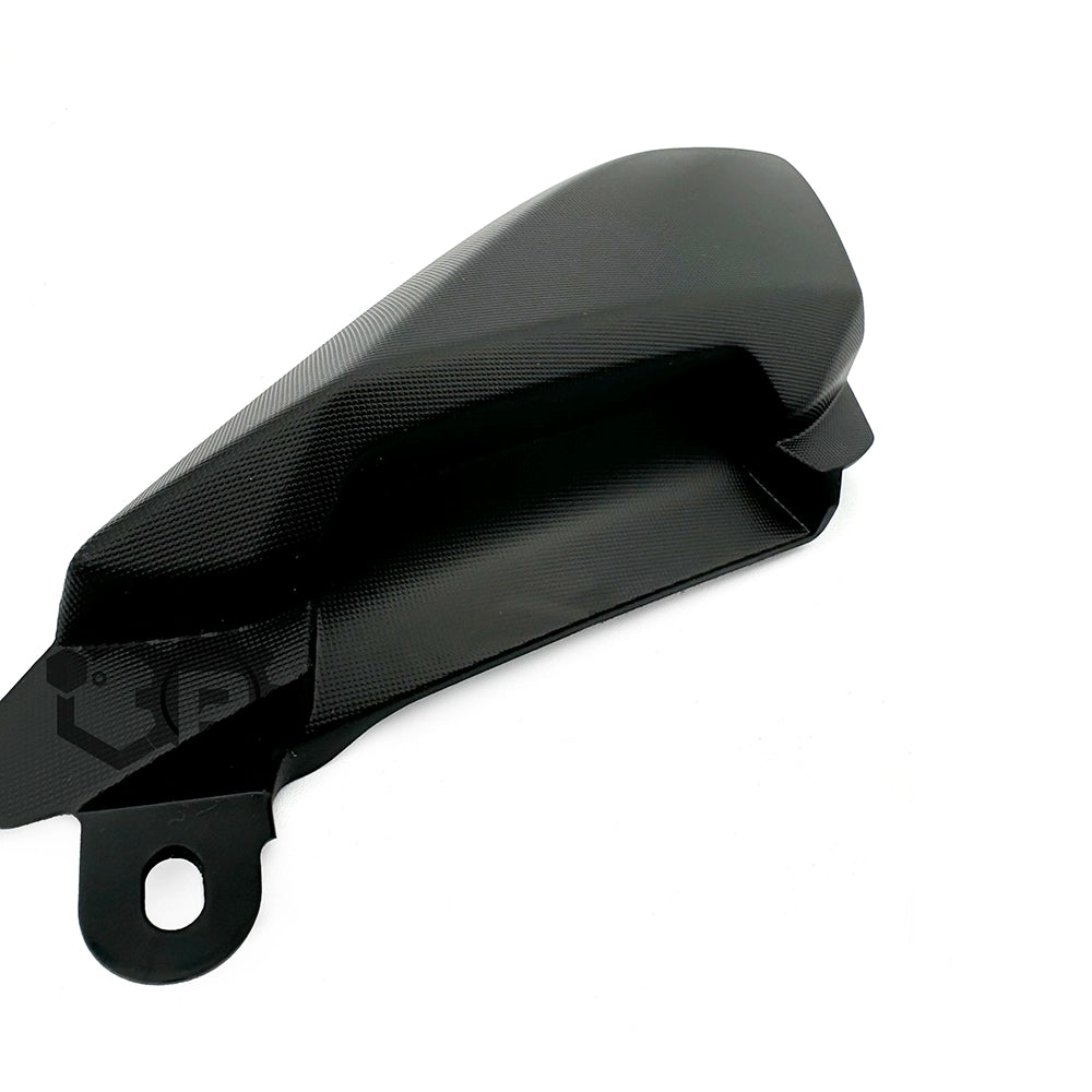 Black motorcycle hand guard on a white background