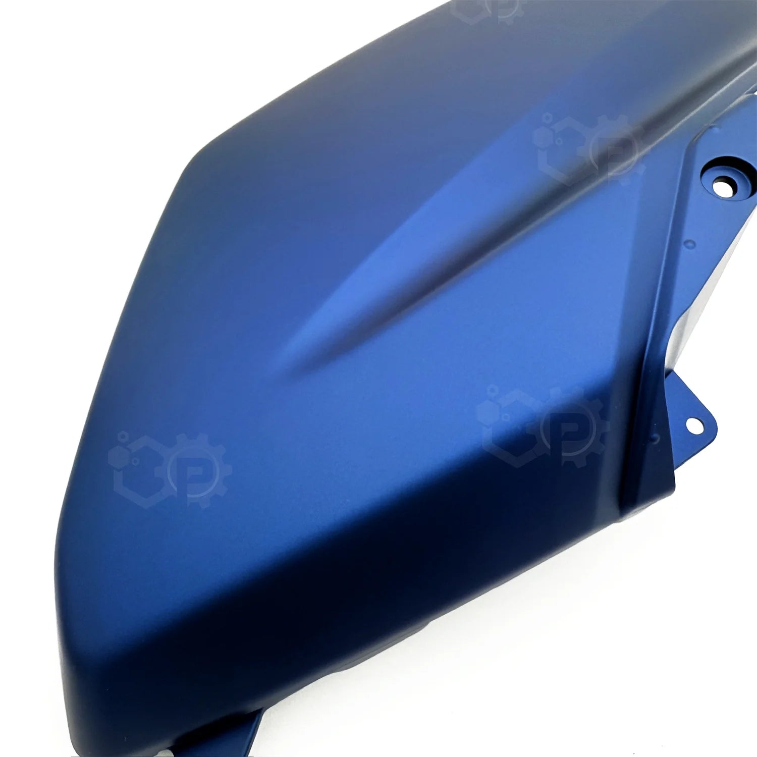 Blue motorcycle fender on a white background