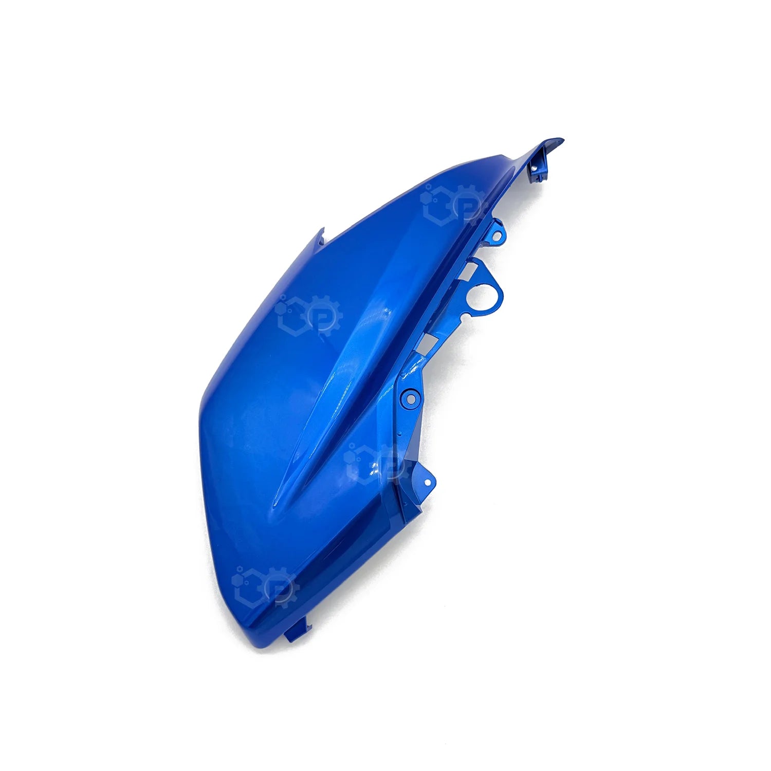 Blue motorcycle fender on a white background