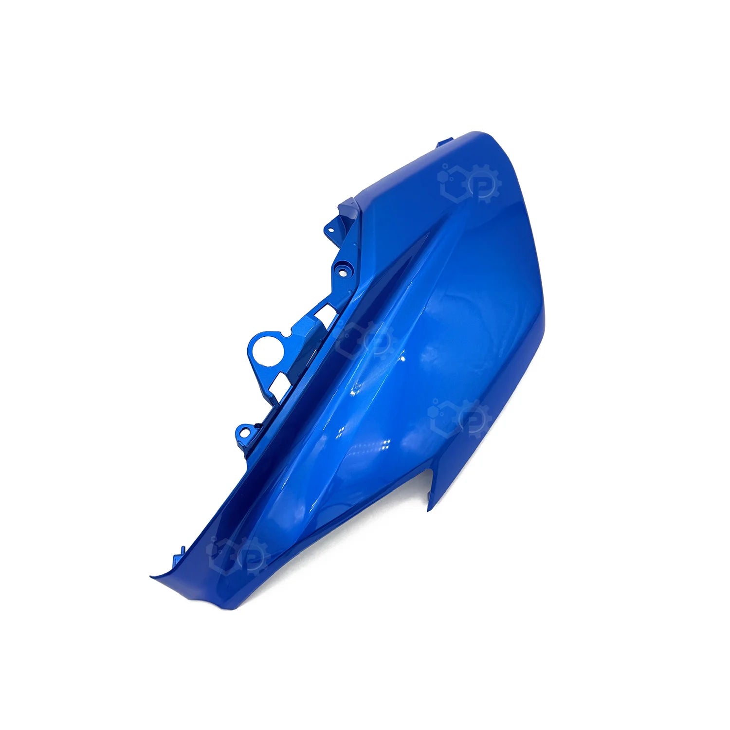 Blue motorcycle fender on a white background