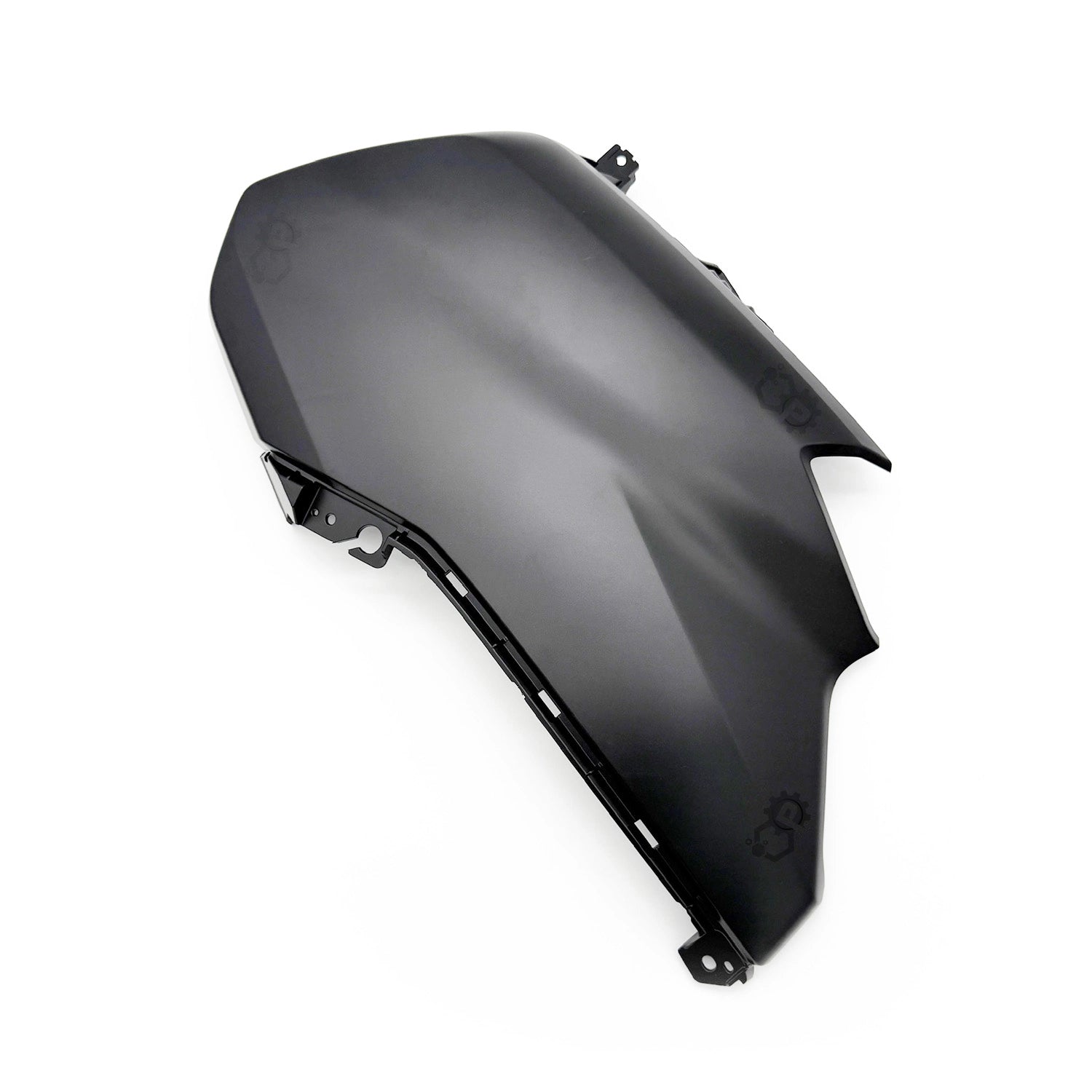 Black motorcycle windshield on a white background