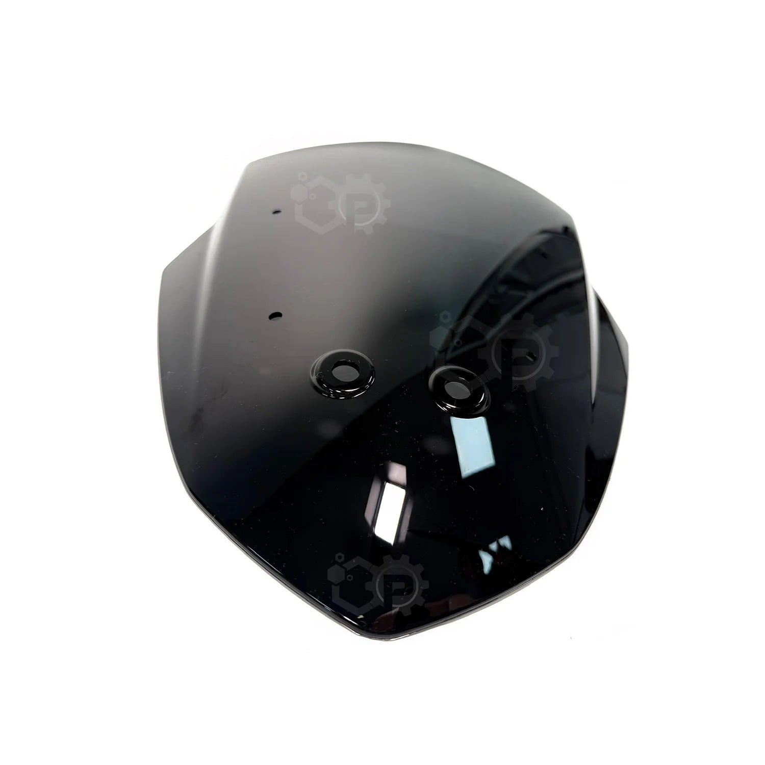 Black motorcycle windshield on a white background