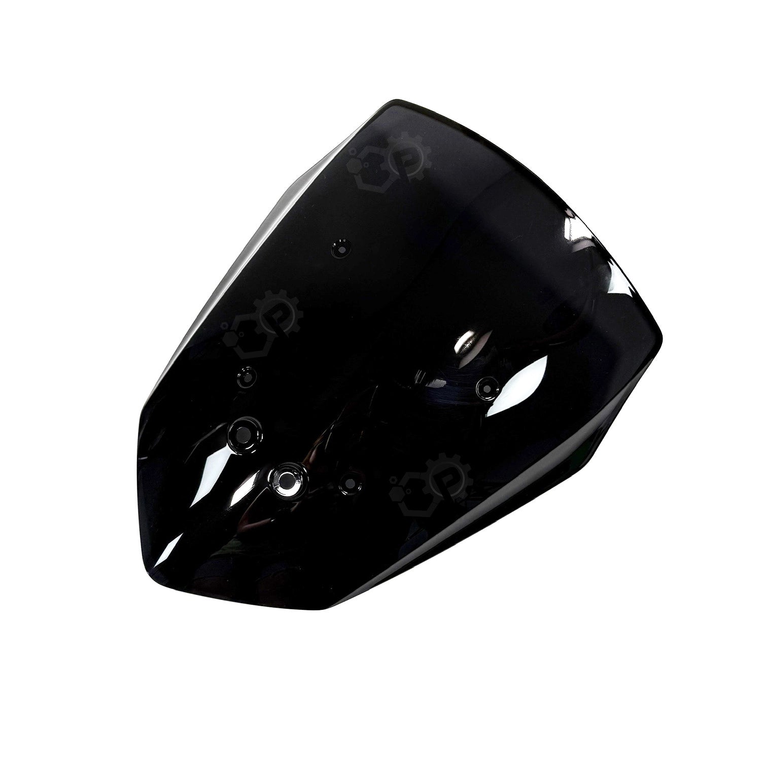 Black motorcycle windshield on a white background